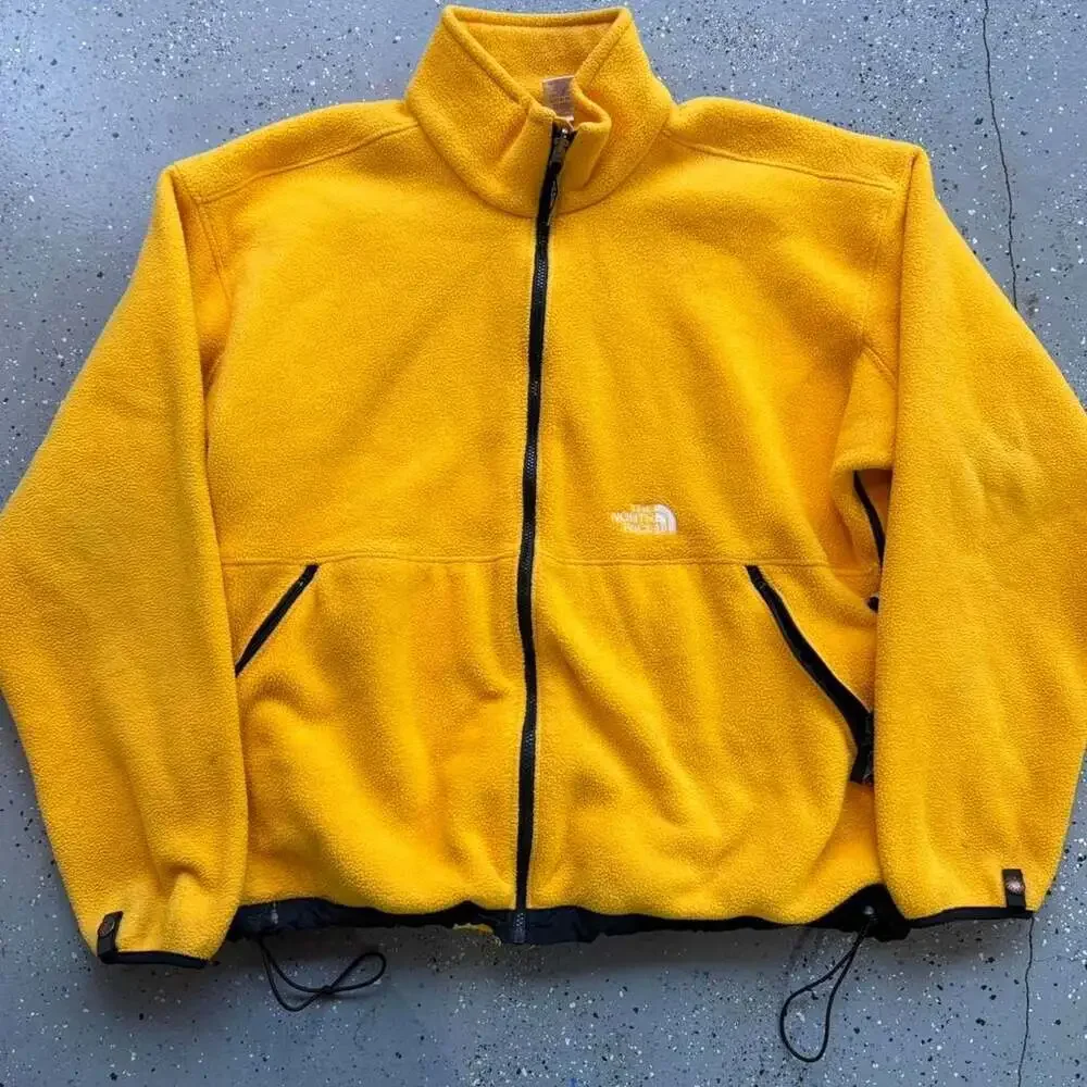 Vintage The North Face Yellow Full Zip Fleece Jacket, Men's XL